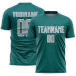Sublimation Gray-White Geometric Uniform Jersey Custom Shape Soccer Sports Teal