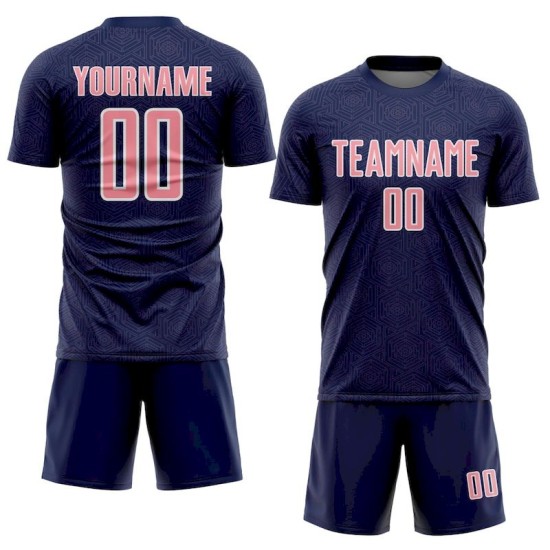 Sports Pink-White Geometric Soccer Sublimation Jersey Custom Medium Uniform Navy Shape