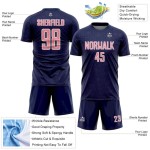 Sports Pink-White Geometric Soccer Sublimation Jersey Custom Medium Uniform Navy Shape
