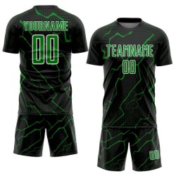 Sports Grass Green-White Sublimation Black Lightning Custom Uniform Soccer Jersey