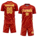 Jersey Sublimation Soccer Lightning Gold-White Sports Red Custom Uniform