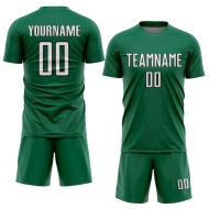 Jersey Shape Sublimation Uniform Green Geometric Soccer Kelly White-Black Custom Sports