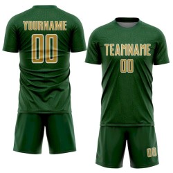 Green Geometric Shape Custom Jersey Sports Sublimation Uniform Gold-White Soccer Old