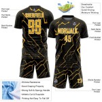 Gold-White Lightning Soccer Custom Uniform Black Sublimation Jersey Sports