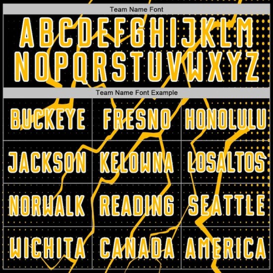 Gold-White Lightning Soccer Custom Uniform Black Sublimation Jersey Sports