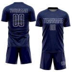 Custom Sports Navy Sublimation Geometric Jersey White Uniform Shape Soccer