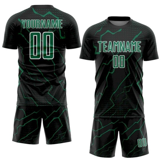 Black Jersey Sports Kelly Soccer Sublimation Custom Green-White Uniform Lightning