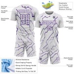 Uniform Sublimation White Purple Custom Sports Soccer Jersey Lightning