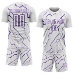 Uniform Sublimation White Purple Custom Sports Soccer Jersey Lightning
