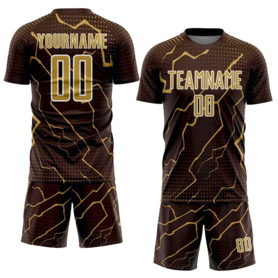 Uniform Sublimation Lightning Jersey Sports Custom Gold-White Soccer Brown Old