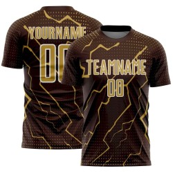 Uniform Sublimation Lightning Jersey Sports Custom Gold-White Soccer Brown Old