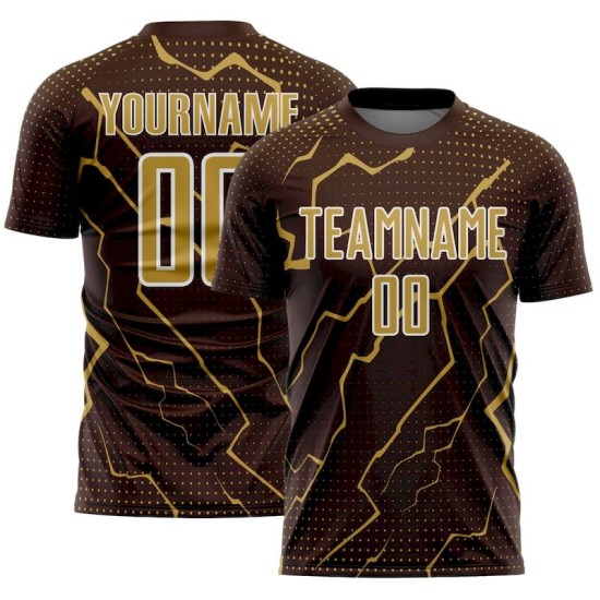 Uniform Sublimation Lightning Jersey Sports Custom Gold-White Soccer Brown Old