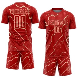 Sublimation Uniform Cream Lightning Custom Jersey Sports Red Soccer