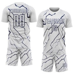 Jersey Custom Sports Sublimation Soccer White Lightning Navy Uniform