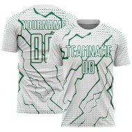 Custom Lightning Green Sublimation Uniform Jersey Kelly Soccer Sports White