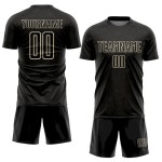 Sublimation Custom Geometric Black Soccer Jersey Shape Sports Uniform Cream
