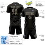 Sublimation Custom Geometric Black Soccer Jersey Shape Sports Uniform Cream
