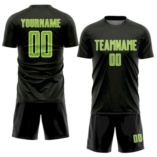 Sports Geometric Jersey Neon Shape Green-White Custom Soccer Uniform Sublimation Black