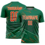 Lines Sublimation Jersey Custom Sports Orange-White Green Soccer Uniform Kelly