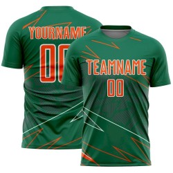 Lines Sublimation Jersey Custom Sports Orange-White Green Soccer Uniform Kelly