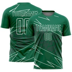 Green Sublimation Uniform White Jersey Sports Custom Lines Kelly Soccer