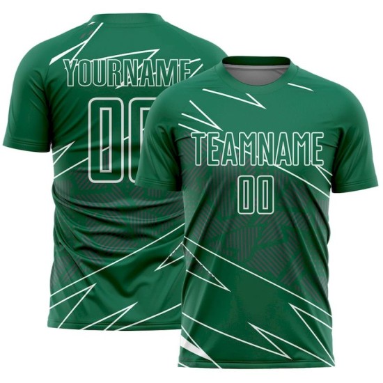 Green Sublimation Uniform White Jersey Sports Custom Lines Kelly Soccer