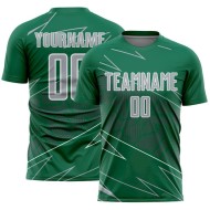 Custom Uniform Jersey Sports Sublimation Soccer Kelly Lines Gray-White Green