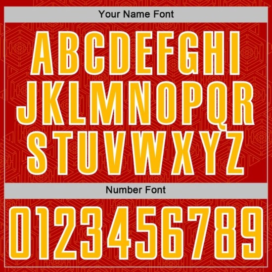 Sublimation Uniform Red Geometric Jersey Shape Soccer Gold-White Custom Sports