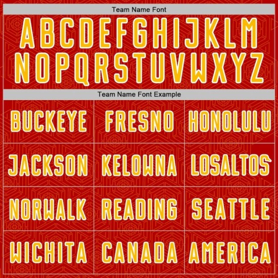 Sublimation Uniform Red Geometric Jersey Shape Soccer Gold-White Custom Sports