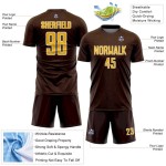 Sublimation Jersey Brown Shape Sports Geometric Uniform Gold-White Soccer Custom