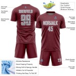 Sports Geometric Sublimation Gray-White Uniform Jersey Shape Custom Burgundy Soccer