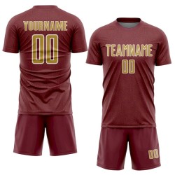 Soccer Sublimation Shape Burgundy Uniform Old Gold-White Custom Jersey Sports Geometric