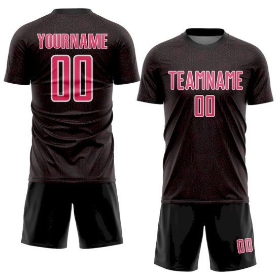 Soccer Neon Sublimation Shape Black Geometric Jersey Sports Custom Uniform Pink-White