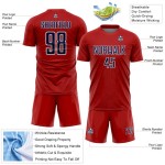 Jersey Red Geometric Soccer Shape Custom Uniform Sports Sublimation Navy-White