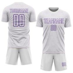 Geometric Shape Uniform Sports Custom White Purple Sublimation Soccer Jersey