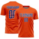 Custom Shape Uniform Sports Geometric Soccer Jersey Sublimation Orange Royal-White