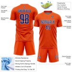 Custom Shape Uniform Sports Geometric Soccer Jersey Sublimation Orange Royal-White
