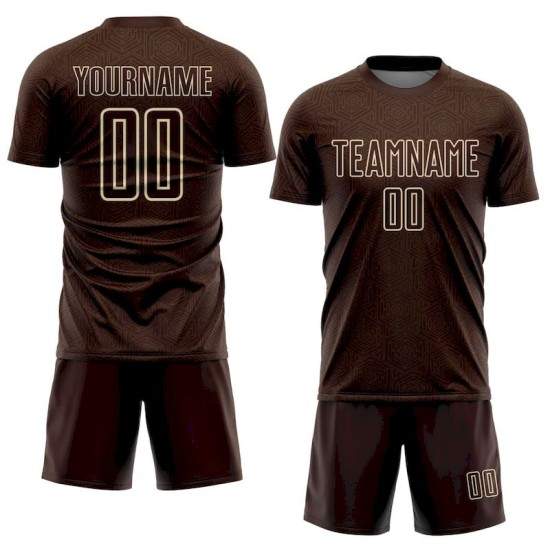 Brown Shape Sports Jersey Cream Sublimation Custom Soccer Geometric Uniform
