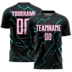 White Jersey Lightning Aqua-Pink Black Sports Custom Uniform Soccer Sublimation